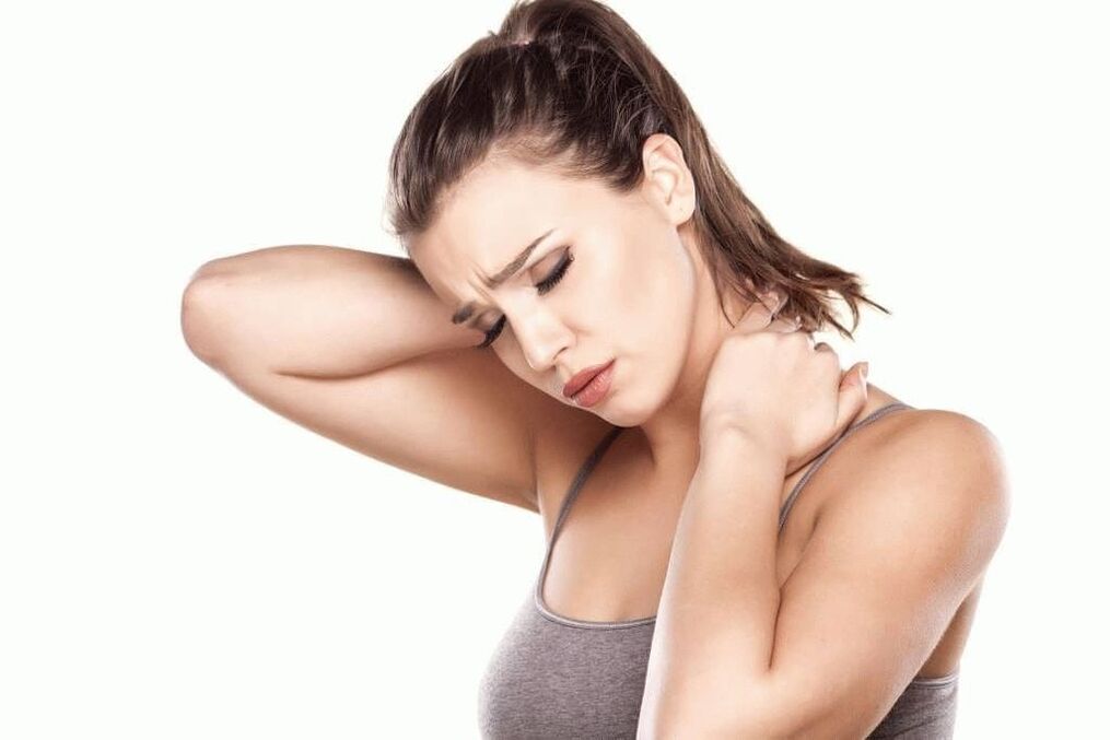 severe pain in the neck and shoulder blade area with cervical osteochondrosis